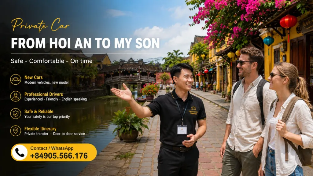 Private Car From Hoi An To My Son with English-speaking guide and international tourists