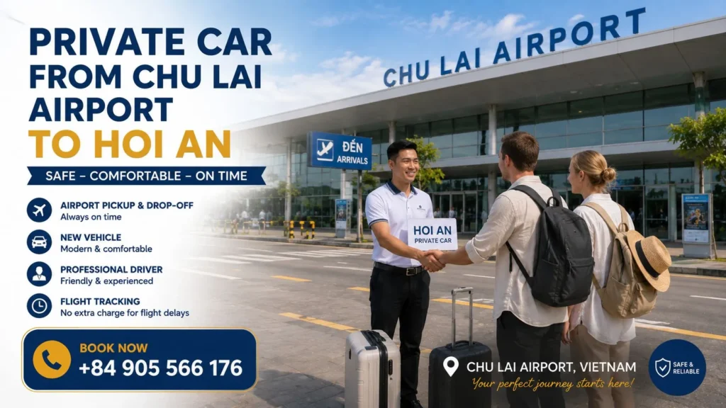 Private Car from Chu Lai Airport to Hoi An 4 Private Car from Chu Lai Airport to Hoi An with professional driver and modern vehicle