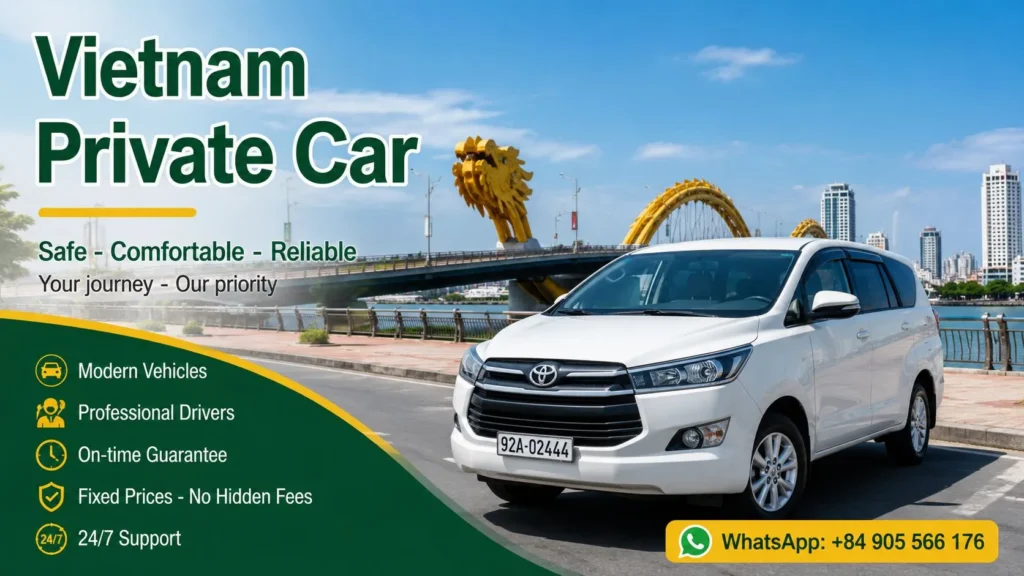 Vietnam private car service with professional driver and modern air-conditioned vehicle