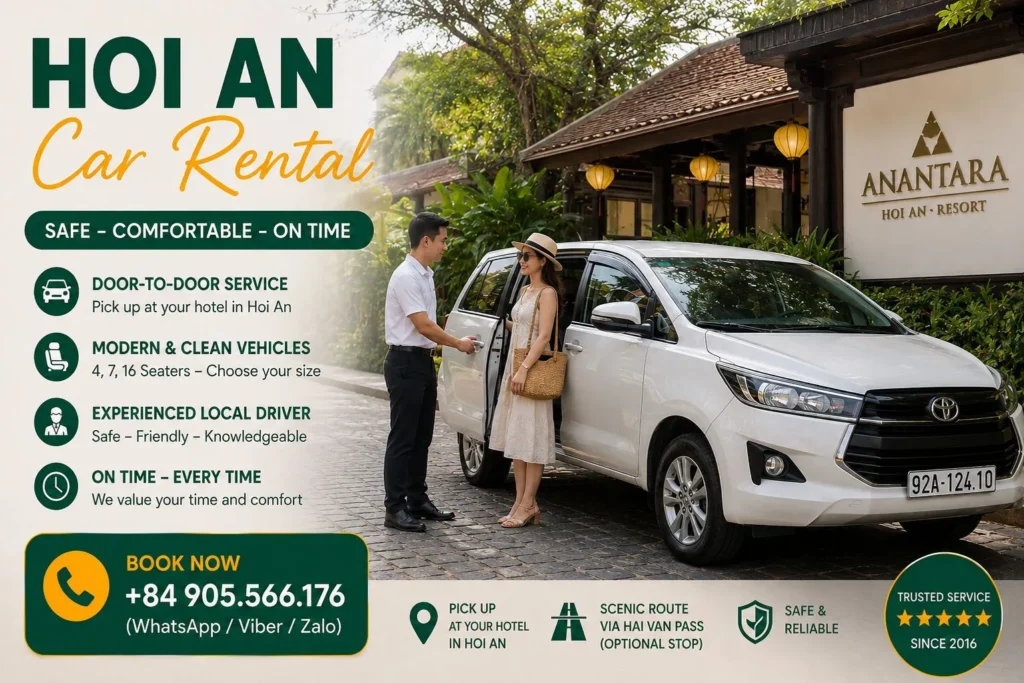 Hoi An car rental with driver service in Hoi An Ancient Town